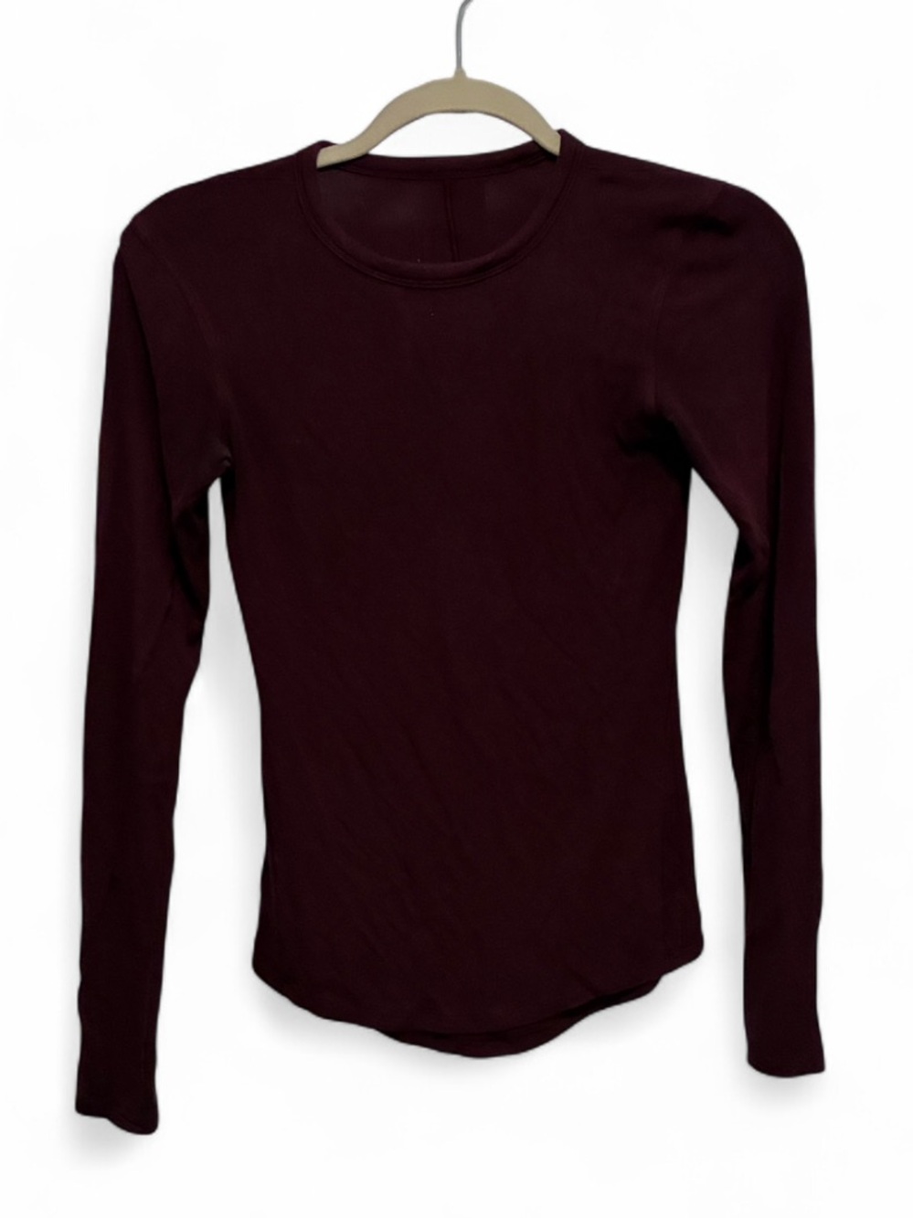Lululemon Hold Tight Ribbed Dark Red Long-Sleeve Crewneck Top